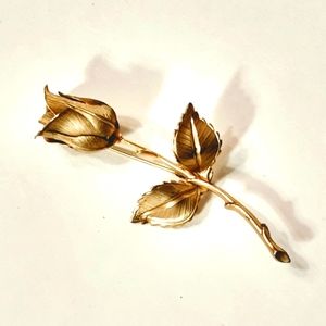 Vintage 1950s Giovanni Signed Gold Rose Brooch Pin